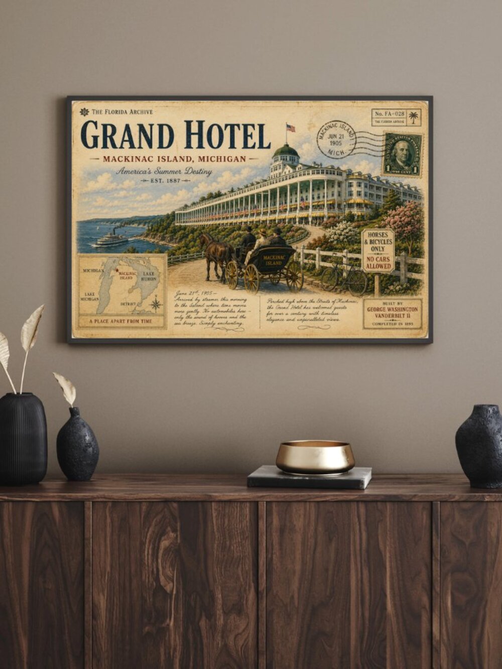 Vintage Mackinac Island Grand Hotel Canvas Print | Retro Michigan Wall Art - Picture 3 of 10